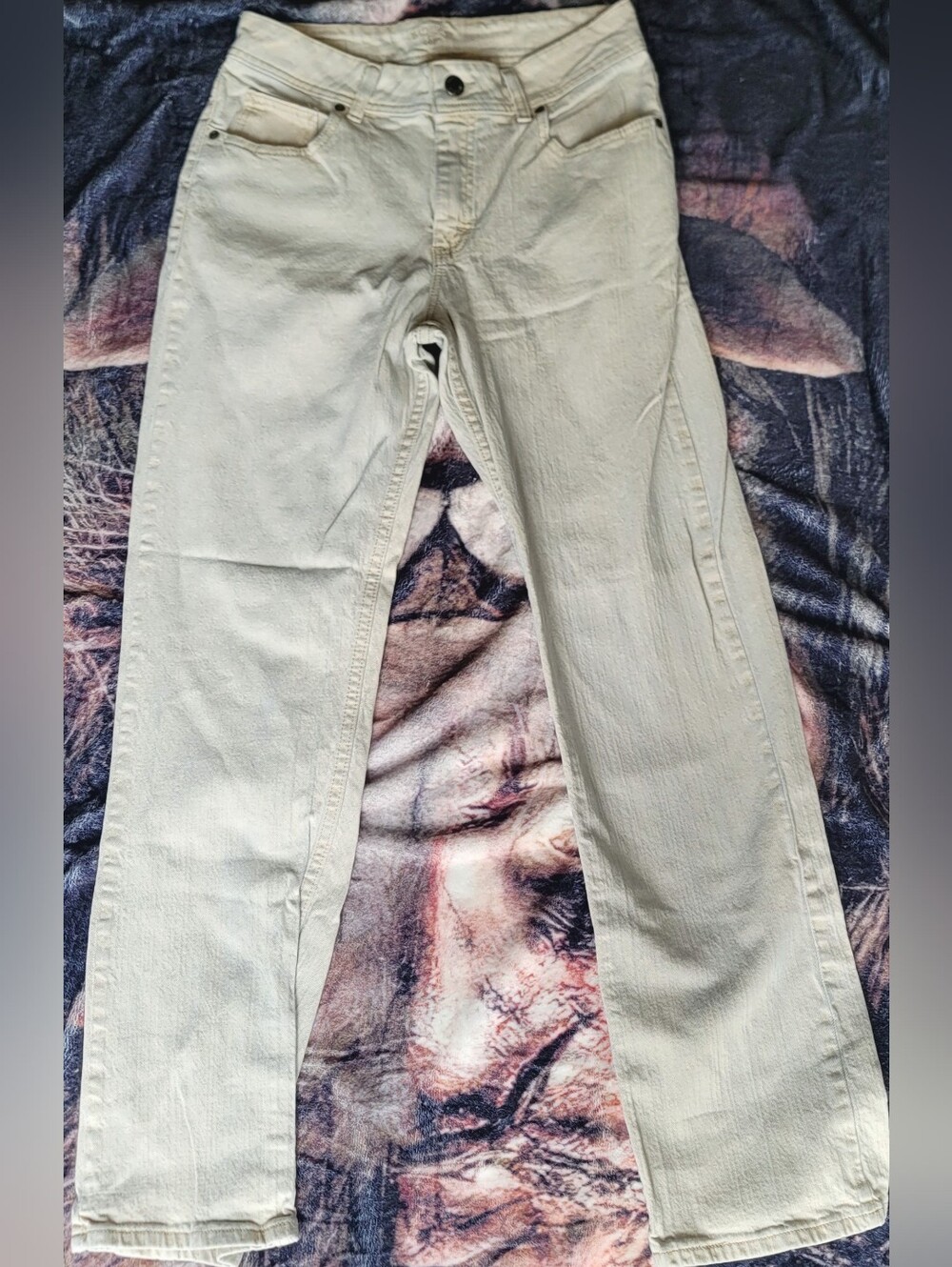Vintage Lee Riders Jeans Women's 10M Beige Denim Straight Light Wash Mid Rise